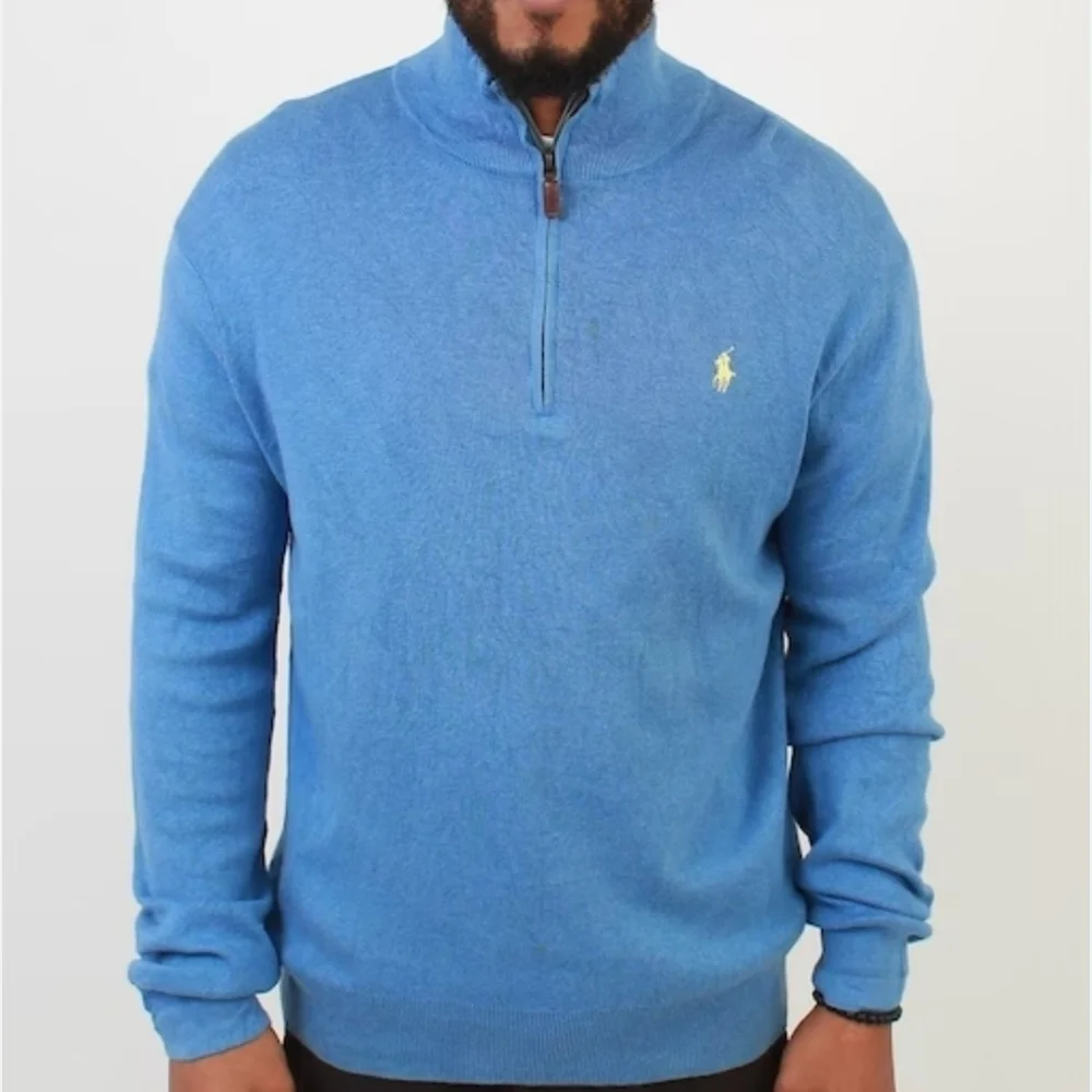 Polo Ralph Lauren Quarter Zip Pullover Merino Wool Sweater Preppy Academia